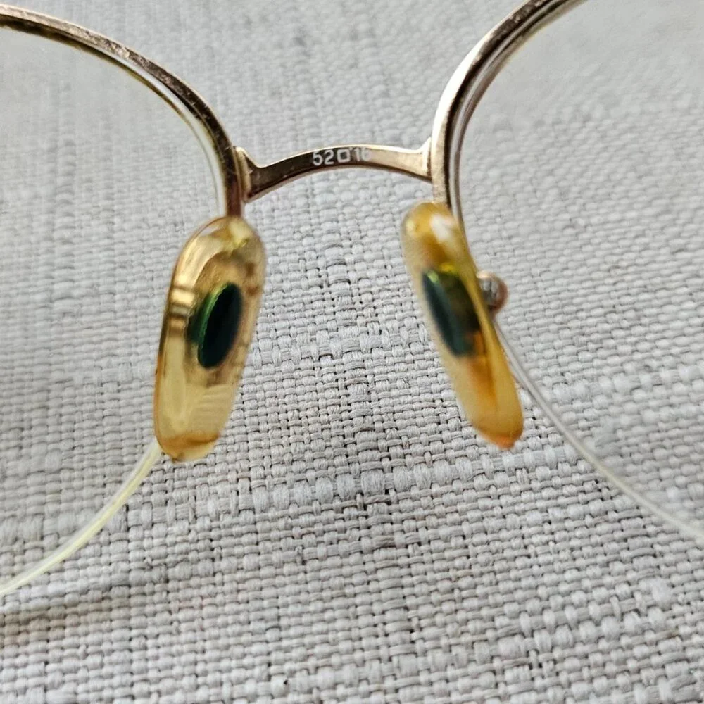 Vintage Women Eyeglasses Gold Tone Big Face Half Rim Glasses Eye Wear